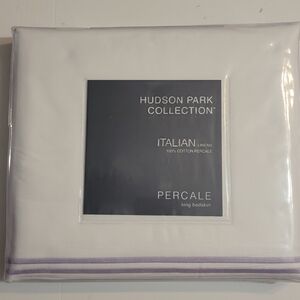 Hudson Park Italian Collection Percale King Bedskirt Lavender White Cotton